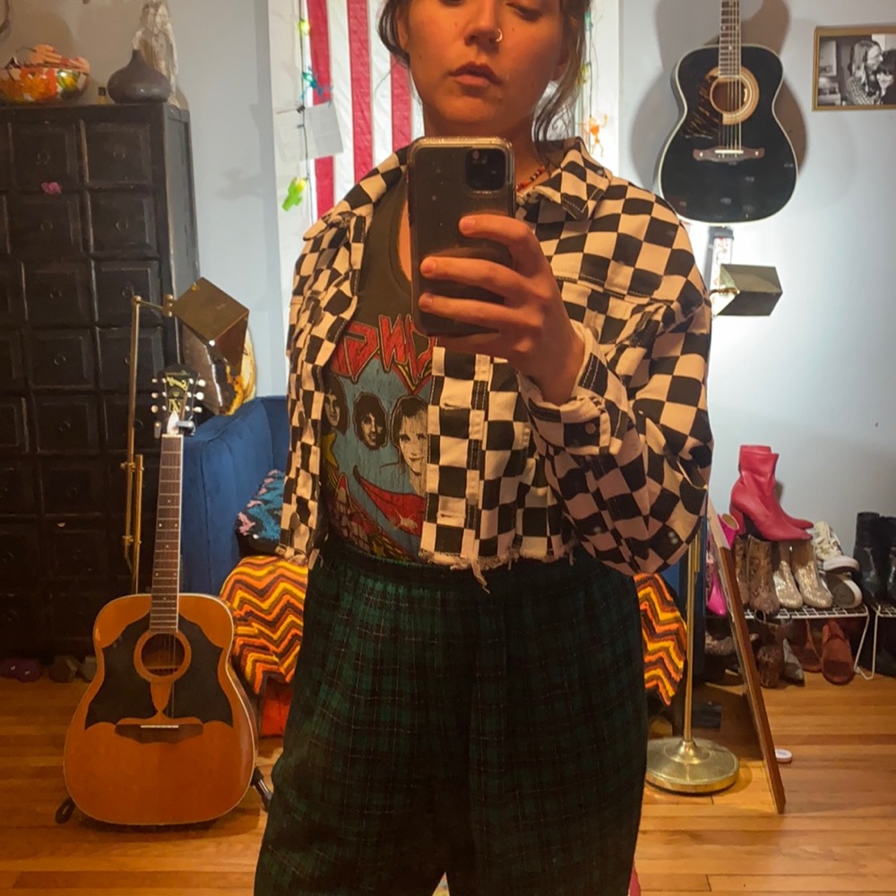 Checkered Denim Jacket - image 2